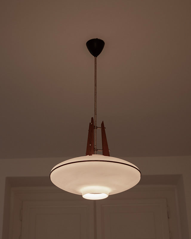 Italian teak chandelier, 1960's