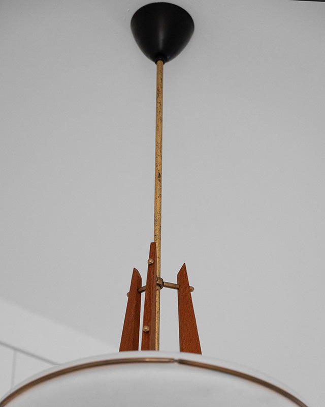 Italian teak chandelier, 1960's