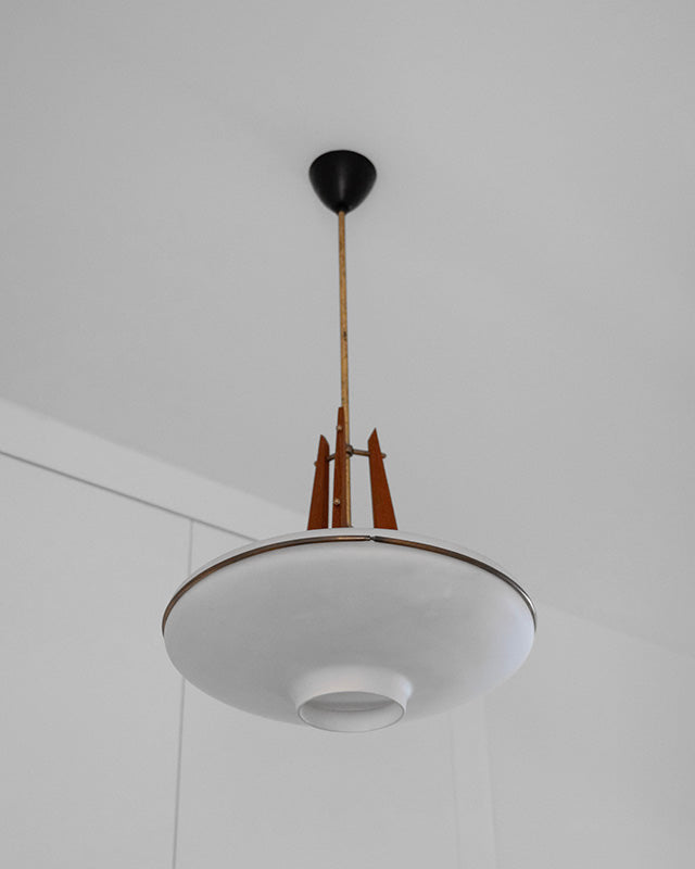 Italian teak chandelier, 1960's