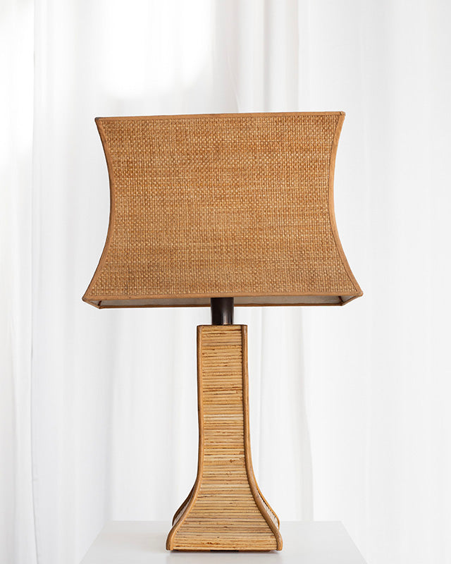 Rattan and bamboo table lamp, 1970's