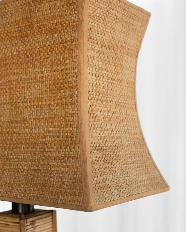 Rattan and bamboo table lamp, 1970's