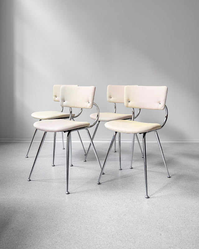 Set 4 jedálenských stoličiek z chrómu, 1970s