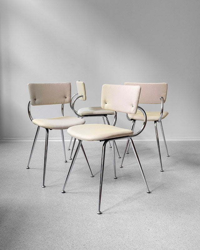 Set 4 jedálenských stoličiek z chrómu, 1970s