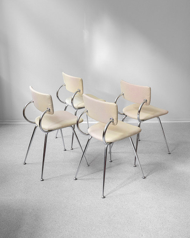 Set 4 jedálenských stoličiek z chrómu, 1970s