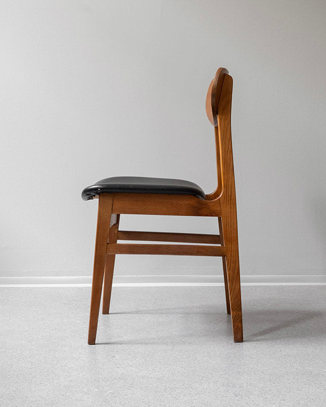 Dánske jedálenské stoličky, teak a koža, 1960s