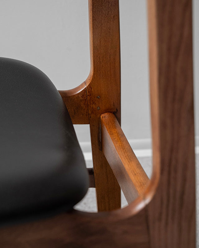 Dánske jedálenské stoličky, teak a koža, 1960s