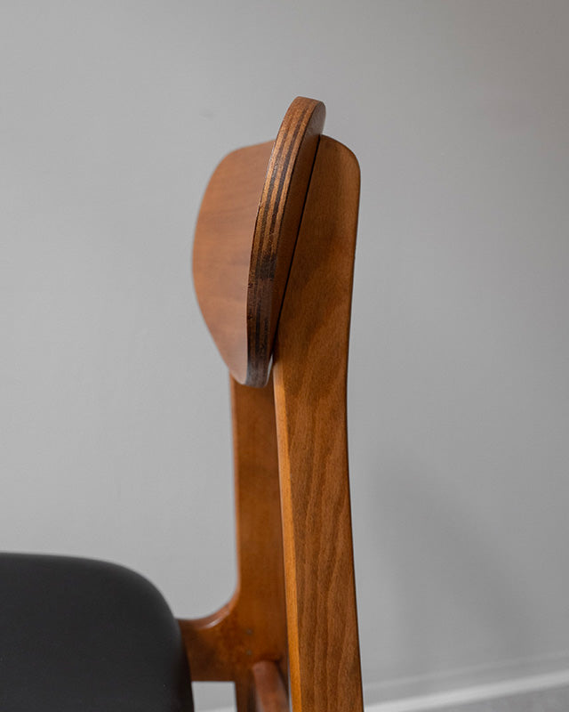 Dánske jedálenské stoličky, teak a koža, 1960s