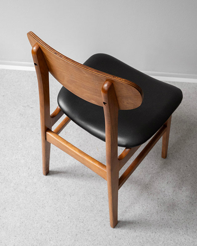 Dánske jedálenské stoličky, teak a koža, 1960s