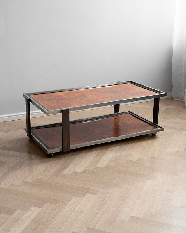 Coffee table on wheels with peppercorns, 1970s