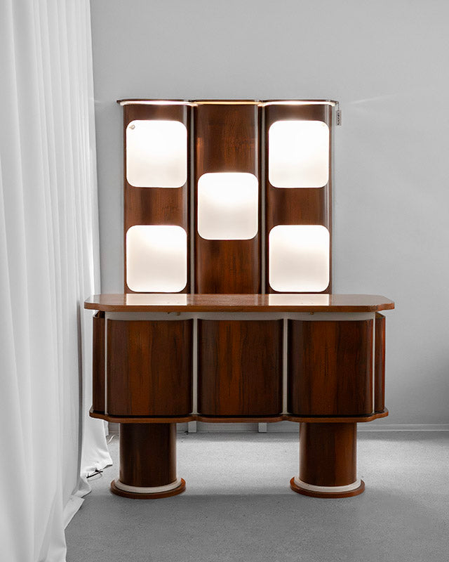 Taliansky Mid-Century bar s podsvieteným panelom, 1960s