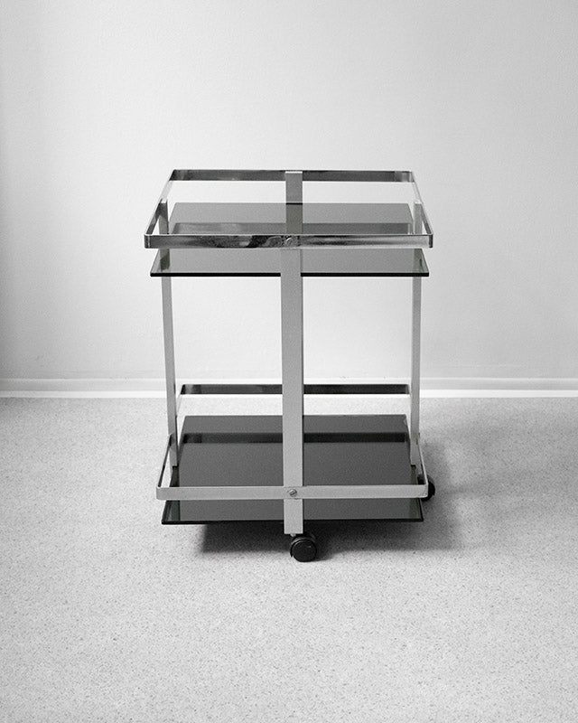 Chrome trolley with smoked glass, 1980s