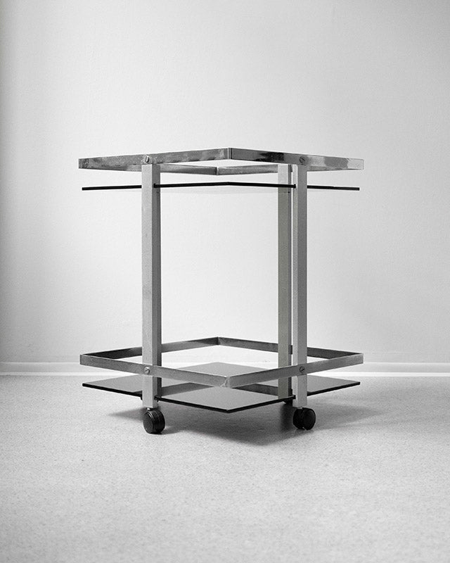 Chrome trolley with smoked glass, 1980s