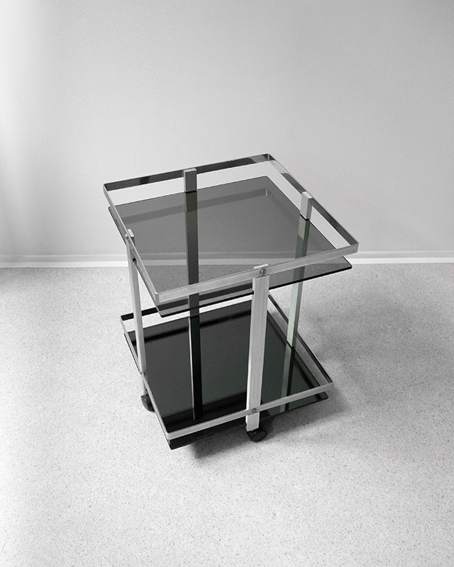 Chrome trolley with smoked glass, 1980s