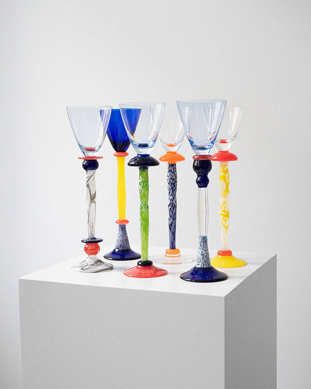 Kalichy z Murano skla, Bisazza, limitovaná edícia, 1990s