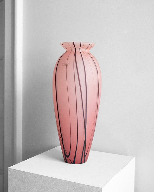 Murano vase in pink glass, handmade, Italy