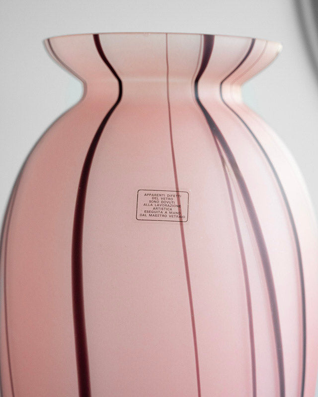 Murano vase in pink glass, handmade, Italy