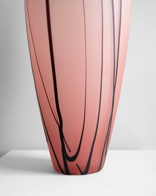 Murano vase in pink glass, handmade, Italy
