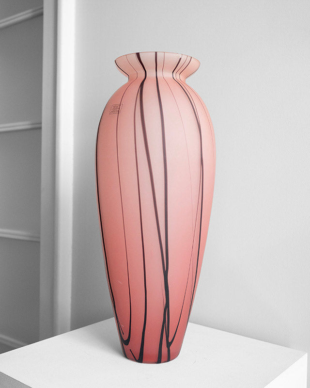 Murano vase in pink glass, handmade, Italy
