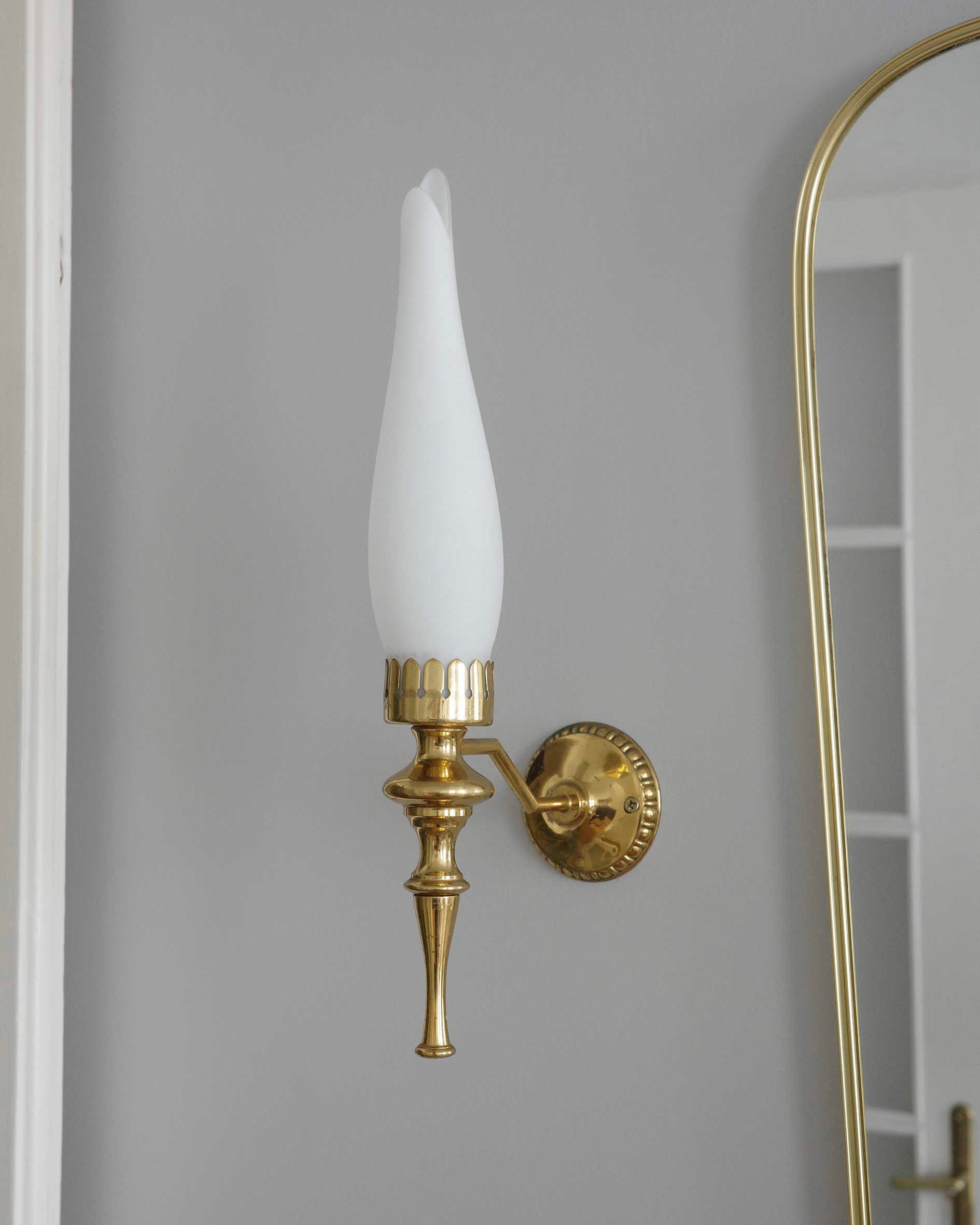 Elegantní mosazné lampy, 1950s, set 2 ks