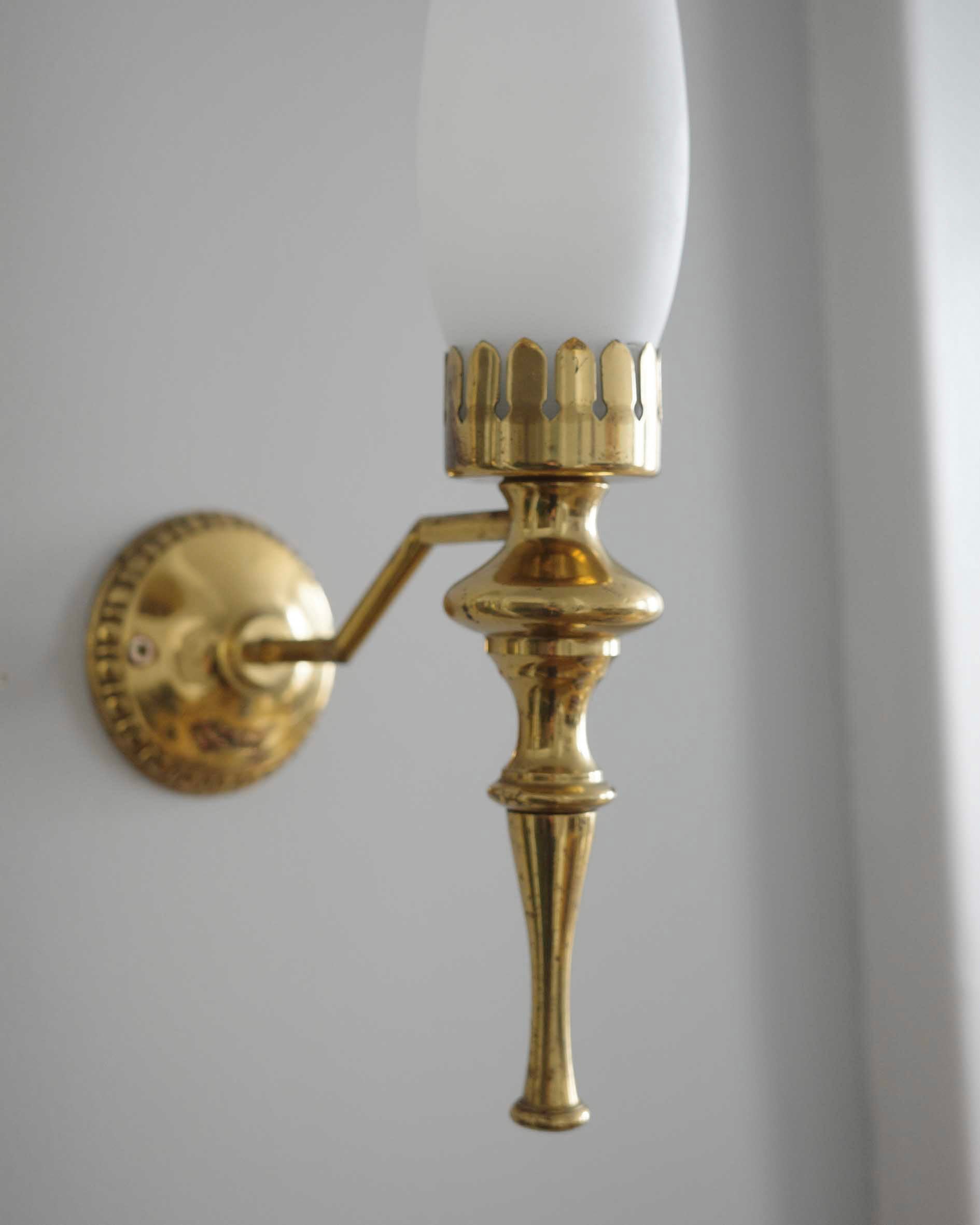 Elegantní mosazné lampy, 1950s, set 2 ks