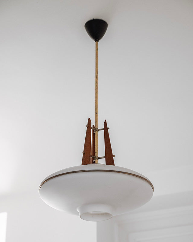 Italian teak chandelier, 1960's