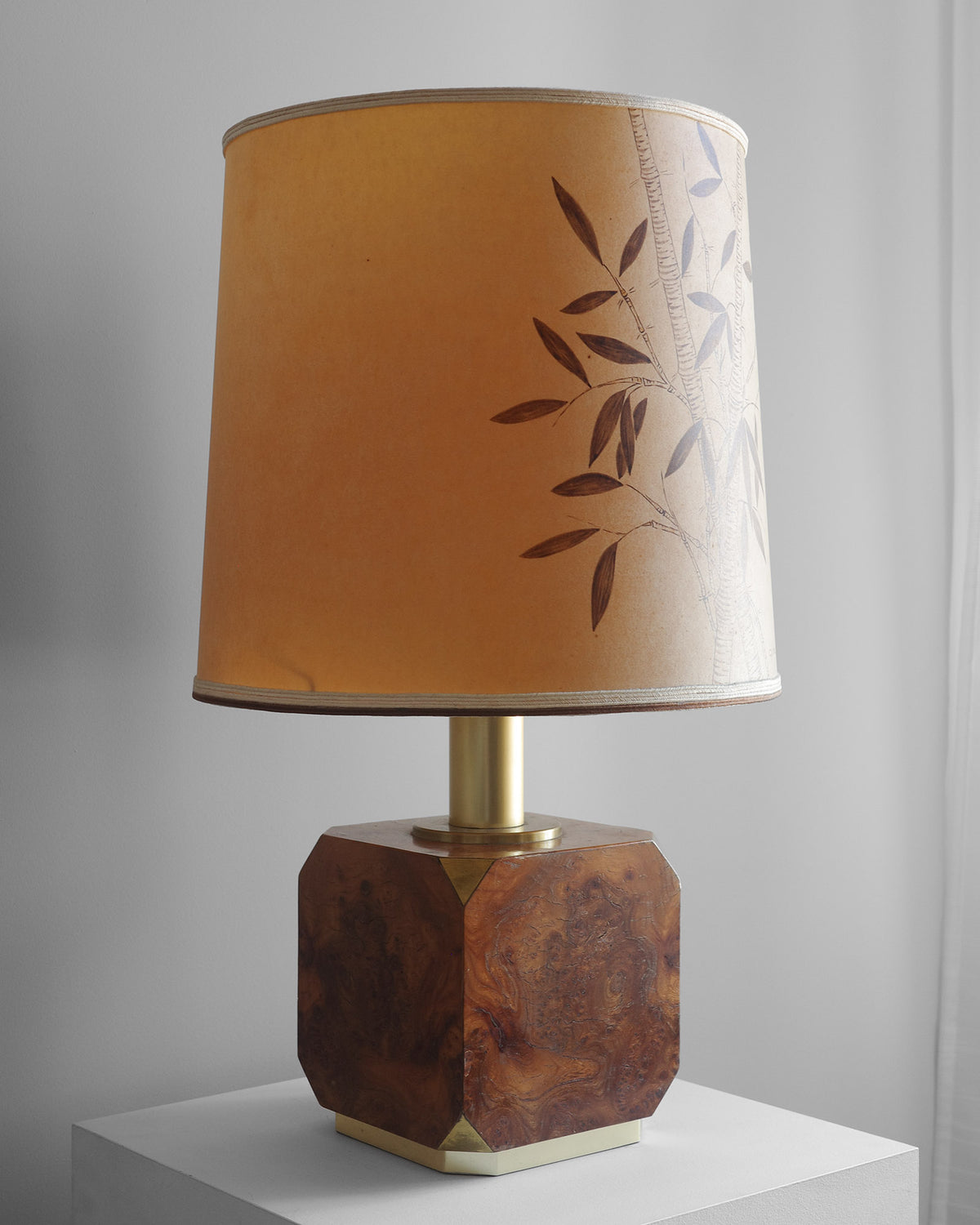 Lampa s korenicou a ručne maľovaným tienidlom, 1970s