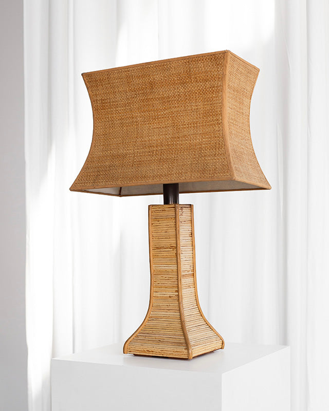 Stolní lampa z ratanu a bambusu, 1970's